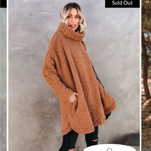 All Fired Up Pocketed Cowl Neck Sherpa Pull Over